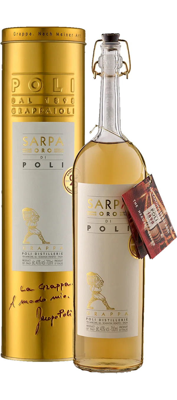 Jacopo Poli - Grappa Sarpa Barrique Oro di Poli in Geschenkröhre