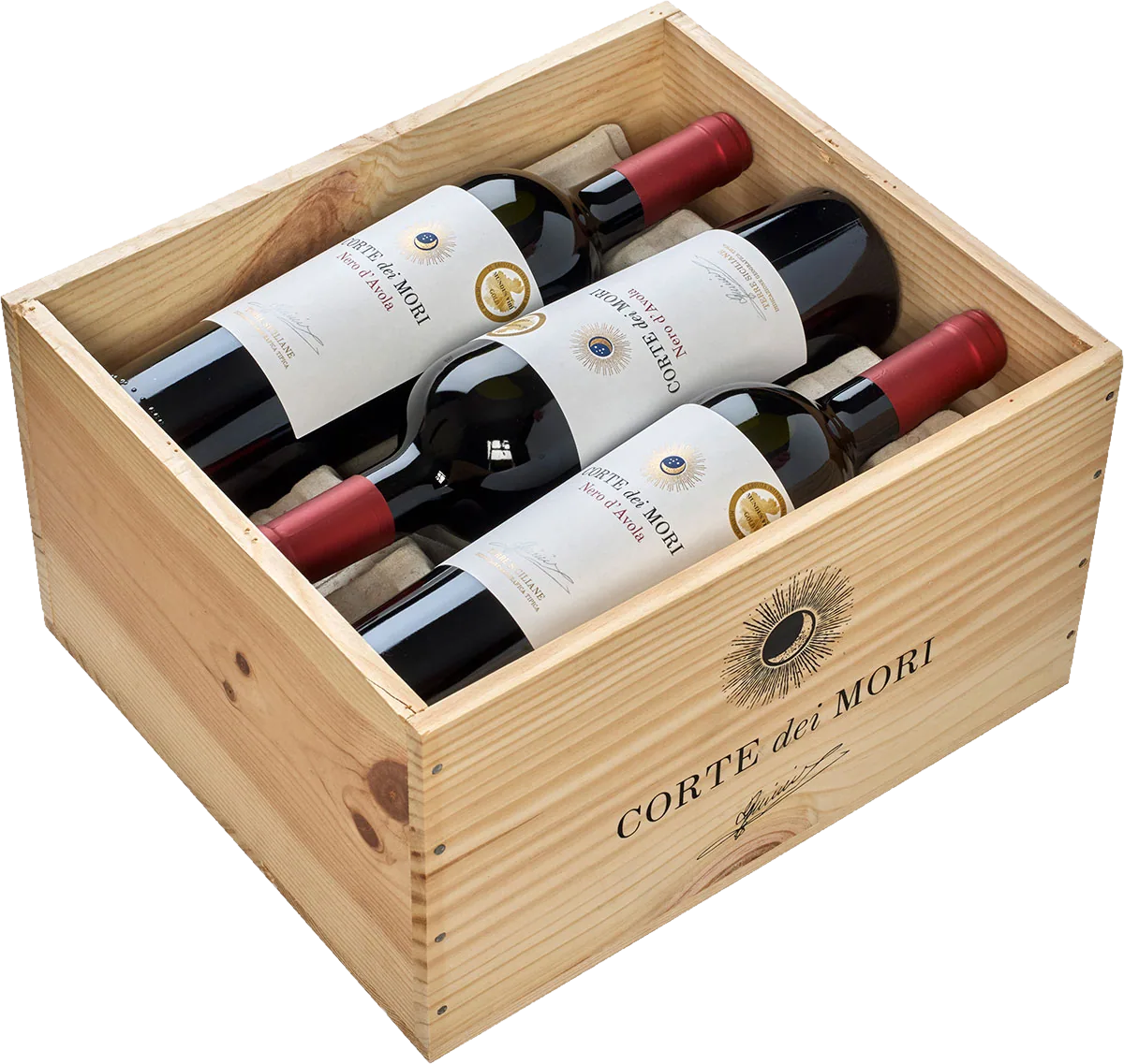 Corte dei Mori - Nero d'Avola Sicilia DOC in 6er Holzkiste