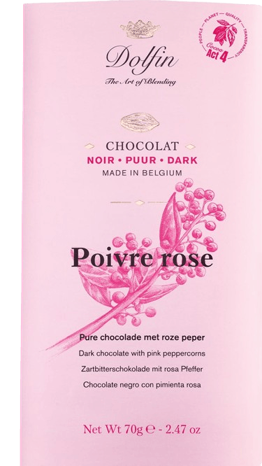 Dolfin Schokolade - Zartbitterschokolade mit rosa Pfeffer