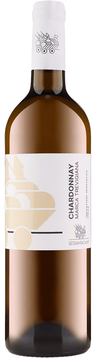 SESSANTACAMPI Chardonnay 2024 Etikett – elegantes, modernes Design mit goldenen Akzenten.