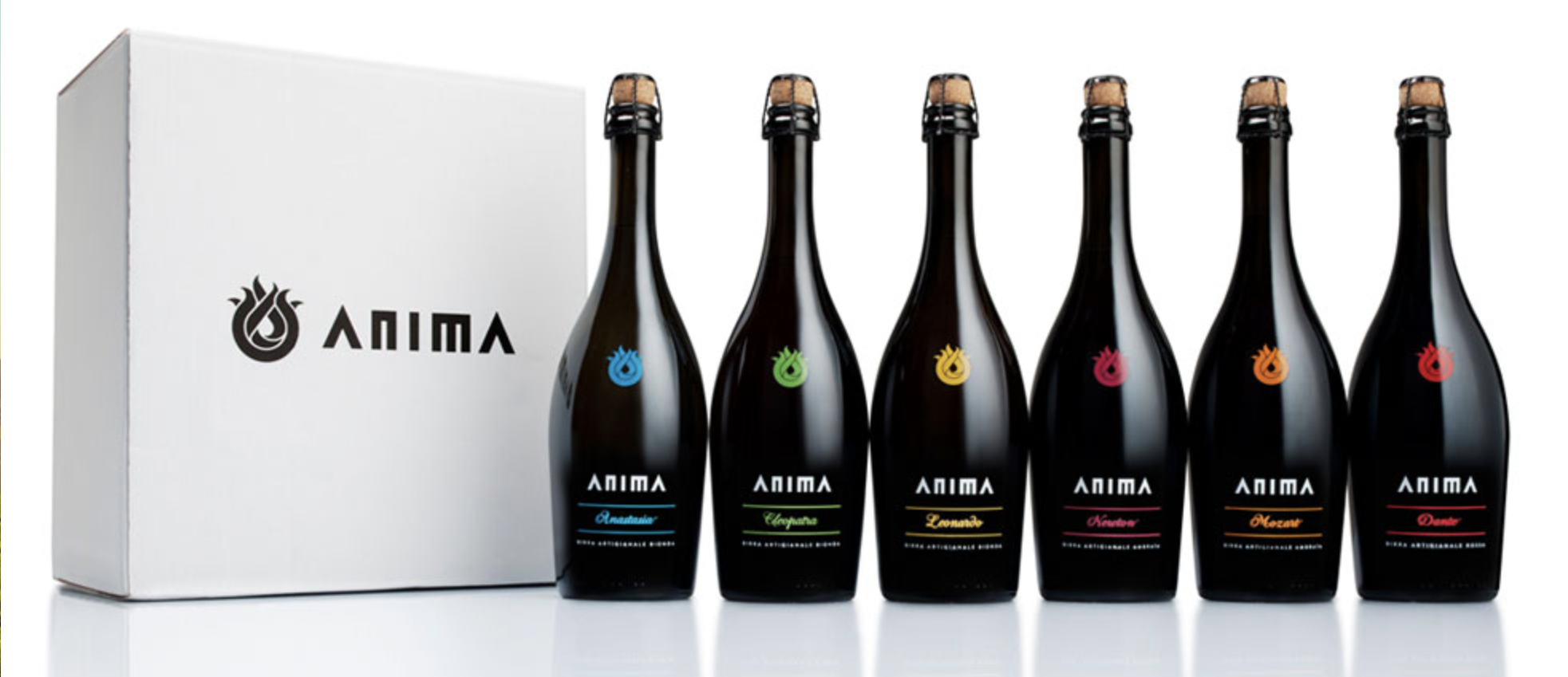 Flasche Birra AnimA mit Korken und Drahtbügel vor der Bergkulisse des Piemont